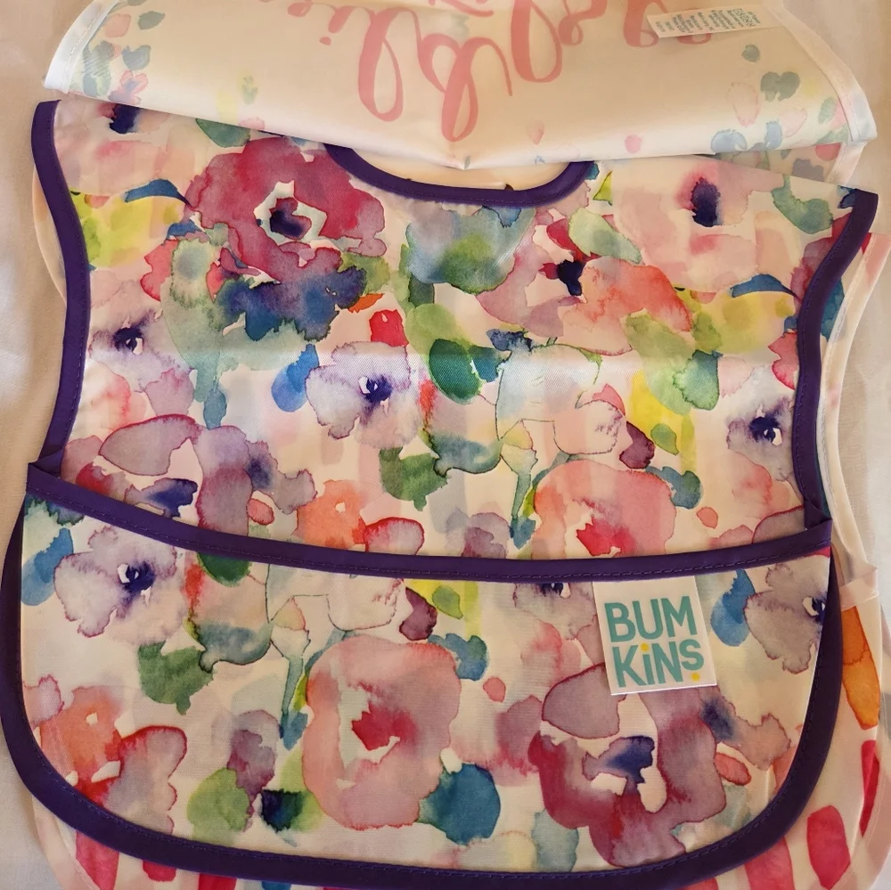 Bumkins SuperBib 3-Pack Ages 6-24 Months Watercolor & Brushstroke NWT